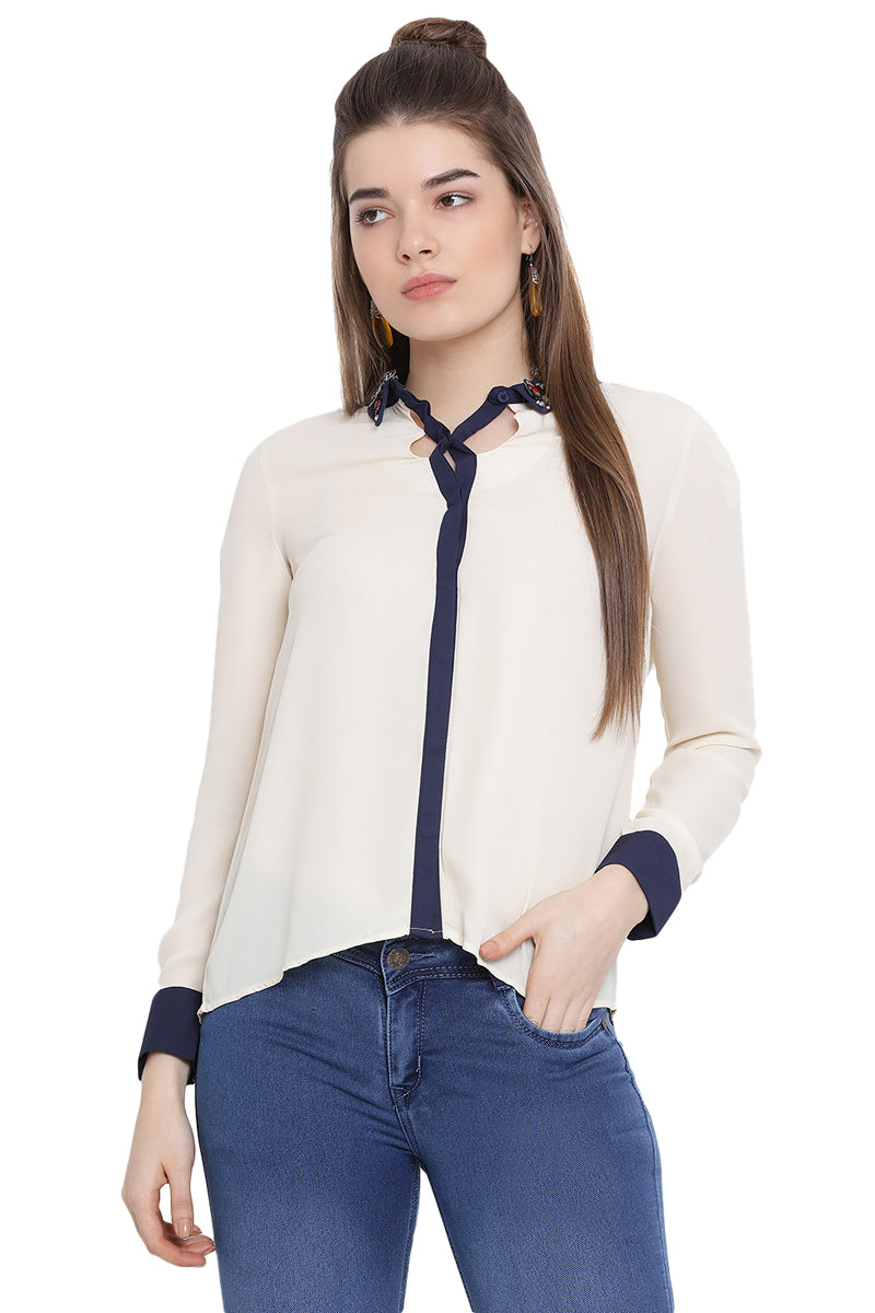 Statement Collar Casual Top