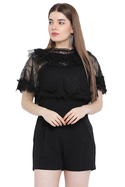 Midnight Lace Cape Play Suit