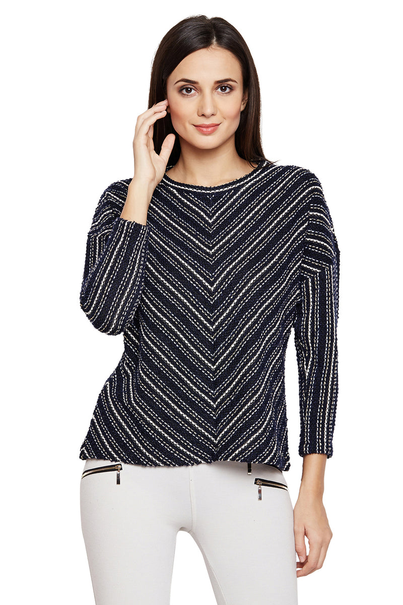 Asymmetric Stripes Winter Top