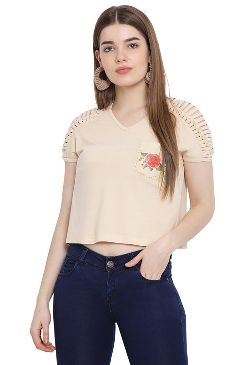 Sleeve Cut Out Casual Top