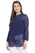 Spring Indigo Casual Tunic