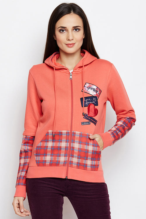 Love Patch Zipper Hood Sweatshirt