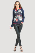 Full Sleeve Pattern Hooded Sweatshirt - MODA ELEMENTI