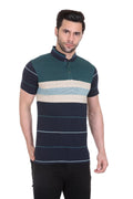 Axmann Striped Men Mandarin Collar T-Shirt