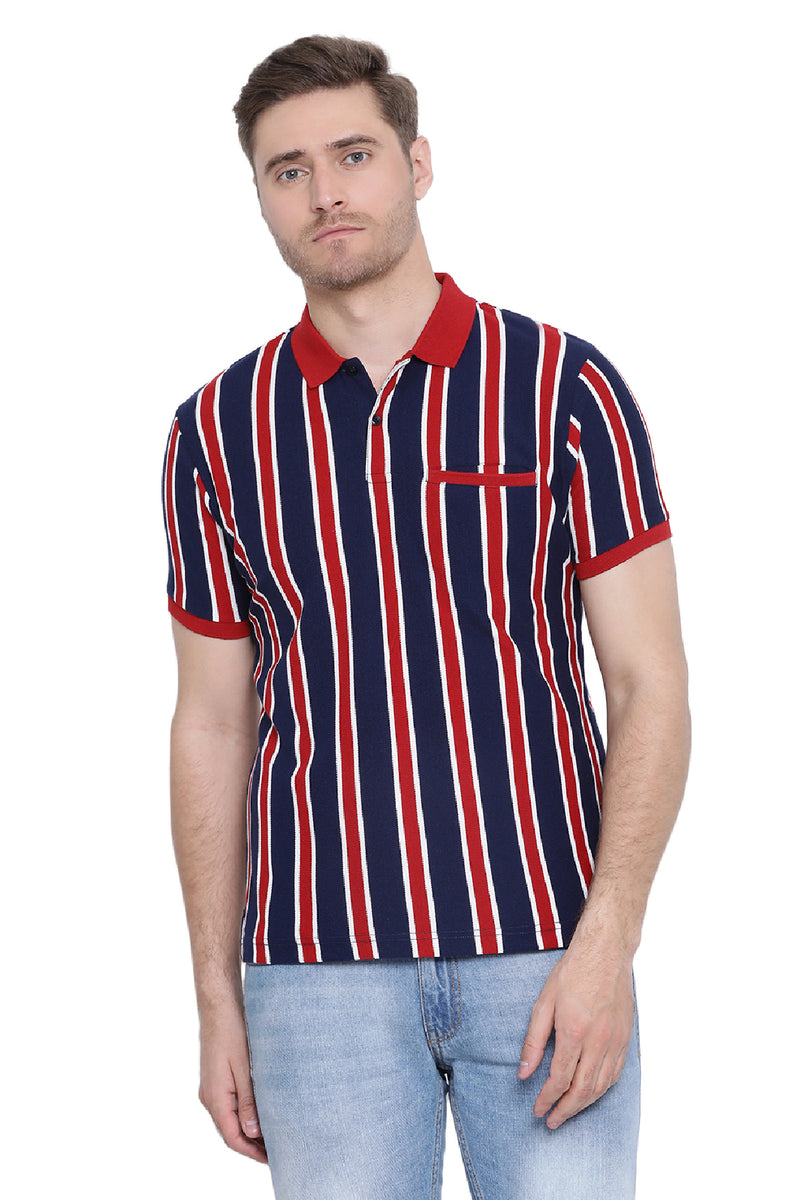 Vertical Stripe Polo T-Shirt