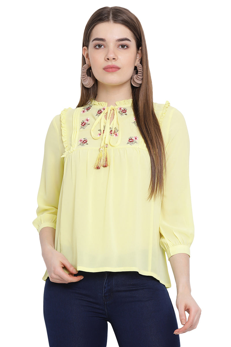 Tassel Embroidered Casual Top