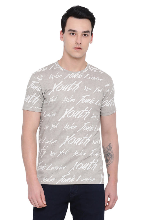 Typographic Printed Round Neck Tee-Shirt