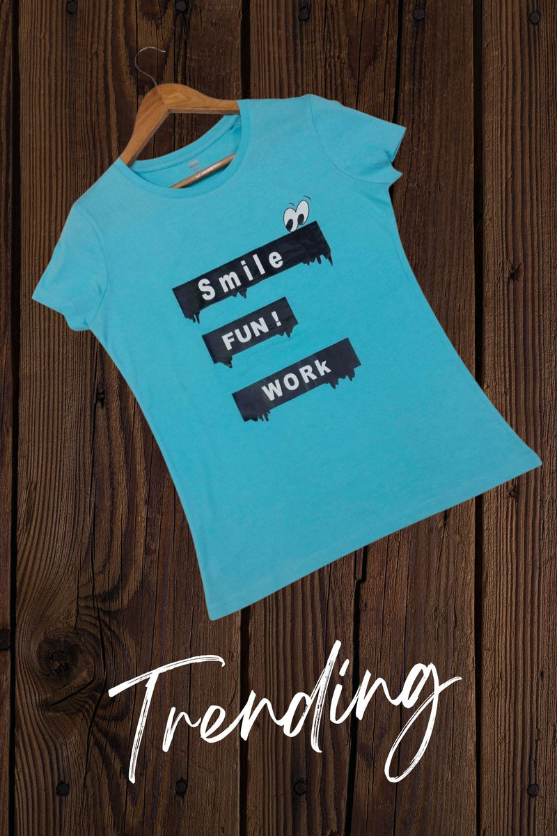 Smile Fun Art Blue tshirt for women
