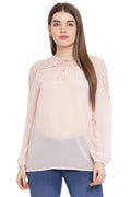 Front Tie Solid Full Sleeve Top