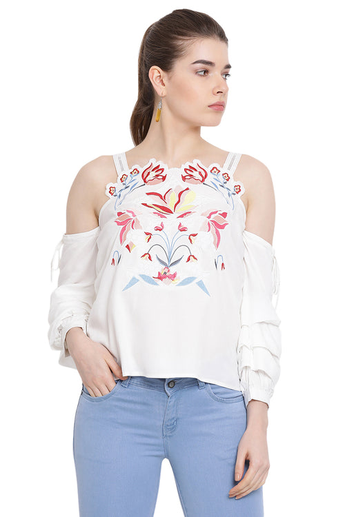 Floral Strap Off Shoulder Casual Top