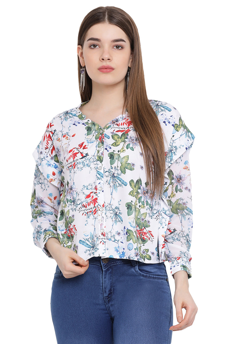 Floral Buttoned Casual Top