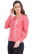 Diamond Cut Designed Hot Pink Cardigan