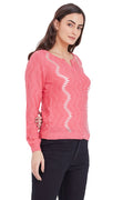 Diamond Cut Designed Hot Pink Cardigan