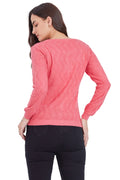 Diamond Cut Designed Hot Pink Cardigan