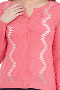 Diamond Cut Designed Hot Pink Cardigan