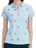 Air Ballon Printed Polo Neck Womens Tshirt
