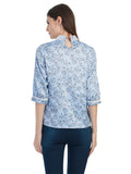 Sky Printed Collared Smart Top