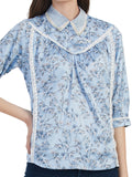 Sky Printed Collared Smart Top