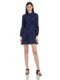 Solid Navy Mini Skirt Dress