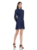 Solid Navy Mini Skirt Dress