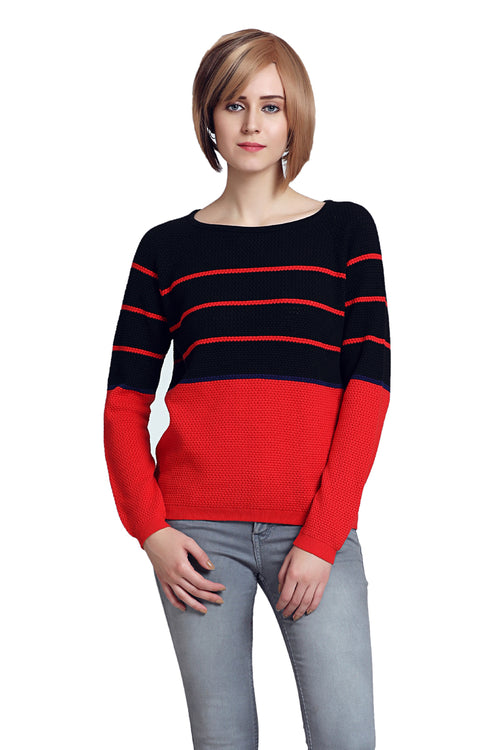 Solid Striped Black Enigma Pullover - MODA ELEMENTI