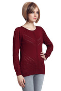 Solid Self Designed Women Sweater - MODA ELEMENTI