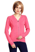 Solid Front Zipper Cardigan - MODA ELEMENTI