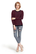 Basic Striped Round Neck Pullover