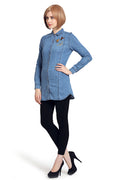 Embroidered Patches Denim Shirt - MODA ELEMENTI