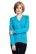 Solid Front Zipper Cardigan - MODA ELEMENTI