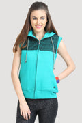 Front Zipper Sleeveless Hooded Sweatshirt - MODA ELEMENTI