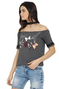 Chocker Neckline Off Shoulder Top