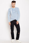 Axmann Denim Solid Full Sleeve T-Shirt - MODA ELEMENTI