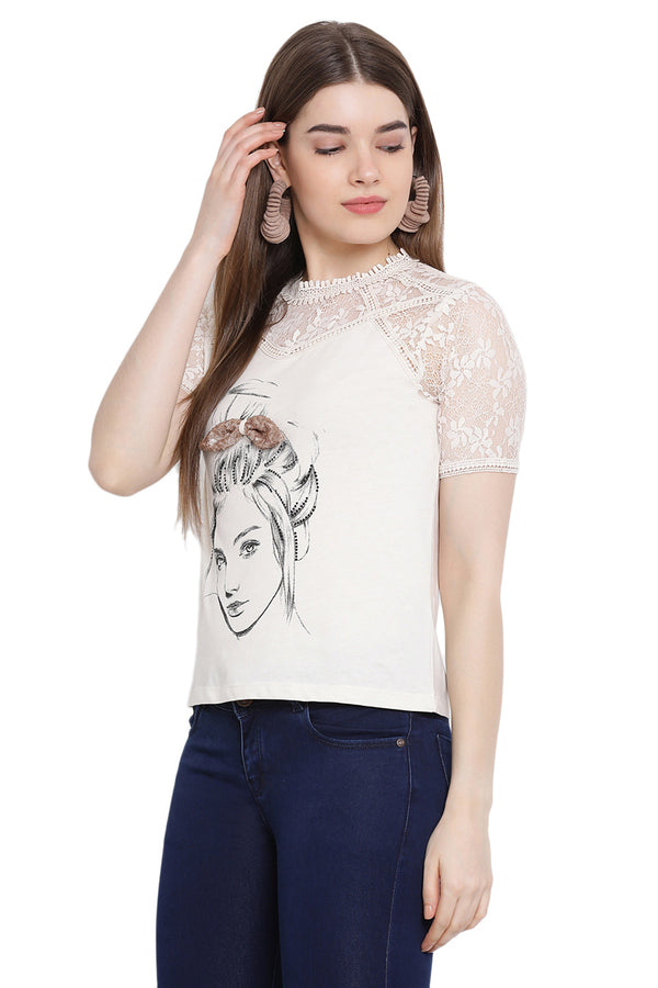 Sequin Lady Lace Casual Top