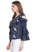 Abstract Art Bell Sleeve Formal Top