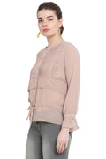 Front Tie Streak Casual Top