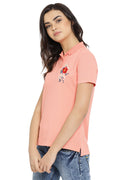Women's Polo neck pink t shirt