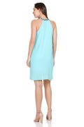 Knee Length Sleeveless Sky Blue Dress