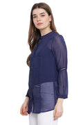 Spring Indigo Casual Tunic