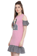Model Printed Medium Length Catchy Dress