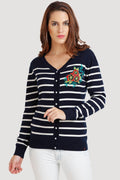 Front Buttoned Striped Cardigan - MODA ELEMENTI