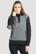 Full Sleeve Neck Buttoned Hooded Sweatshirt - MODA ELEMENTI