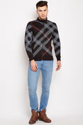 Axmann Abstract Check Zipper Sweatshirt - MODA ELEMENTI