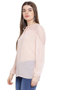 Front Tie Solid Full Sleeve Top