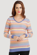 V Neck Multi Striped Jumper - MODA ELEMENTI