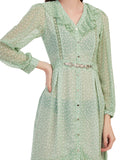 Fashionable Full Net Light Green Dress