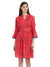 Pleated Flower Printed Medium Length Dress