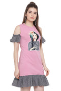 Model Printed Medium Length Catchy Dress