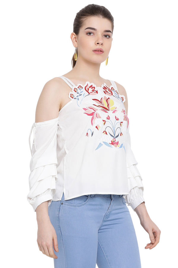Floral Strap Off Shoulder Casual Top