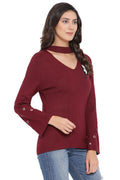 Neck Strap Solid Winter Top